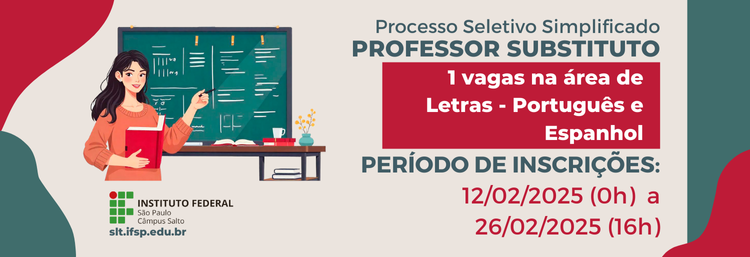 Processo seletivo (Contratação de professor substituto de Letras - Port. e Espanhol) - Edital 11/2025