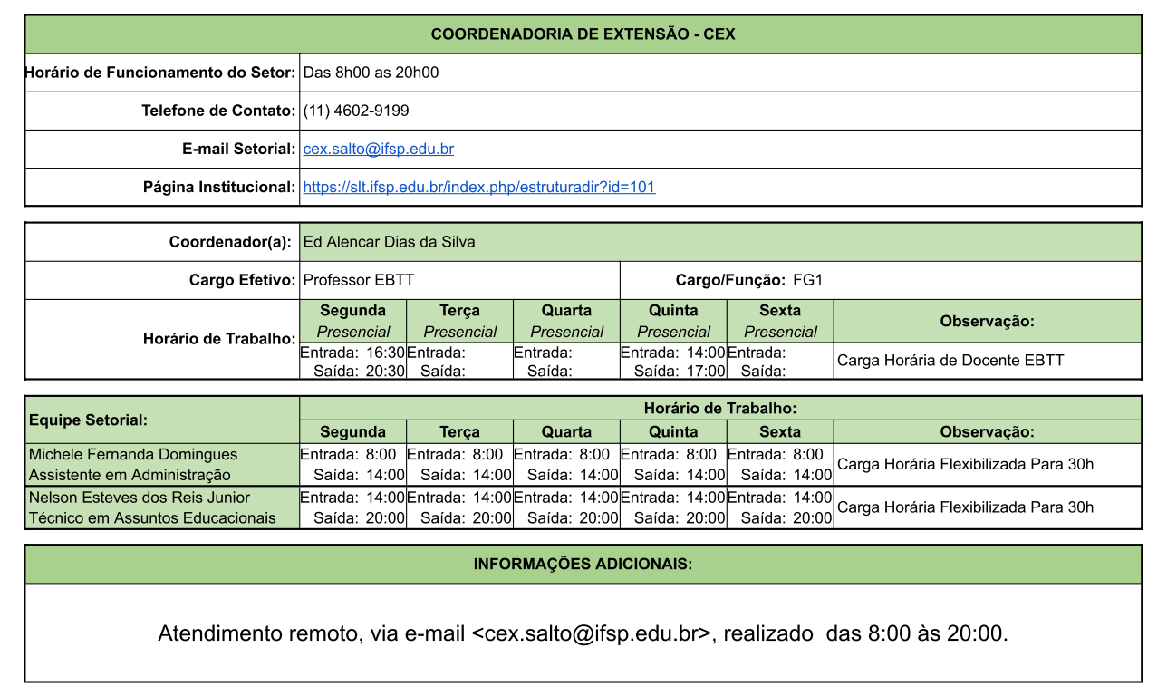 horario cex